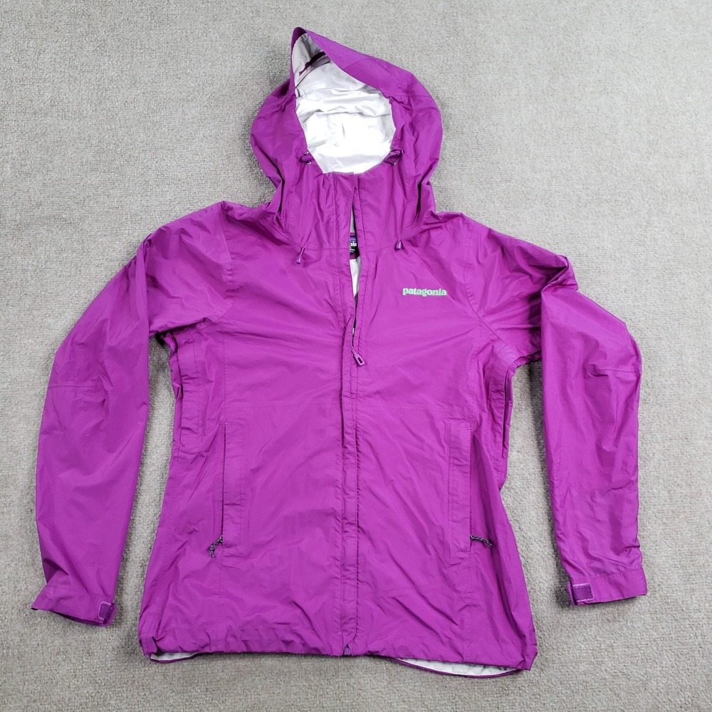 Patagonia Torrentshell Rain Jacket Womens Small Purple Hooded Full Zip Pockets